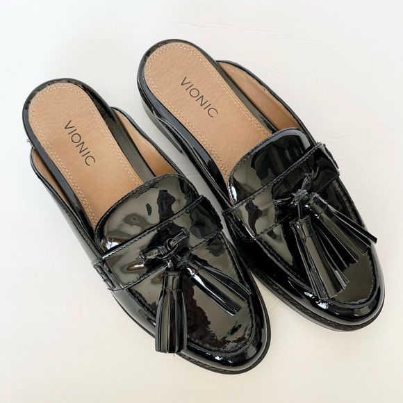 NEW Vionic Reagan Black Patent Mules Size 6.5 - Picture 4 of 12